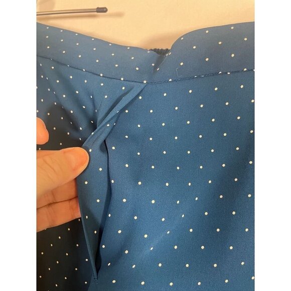 J Jill Pant Women XL Blue Polka Dot Wide Leg Retro Boho Resort Preppy Classic - Picture 3 of 12